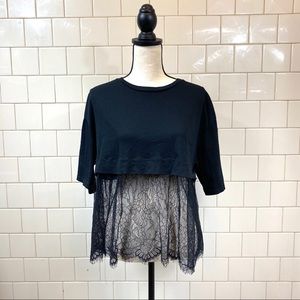 Pull&Bear lace frill hem top